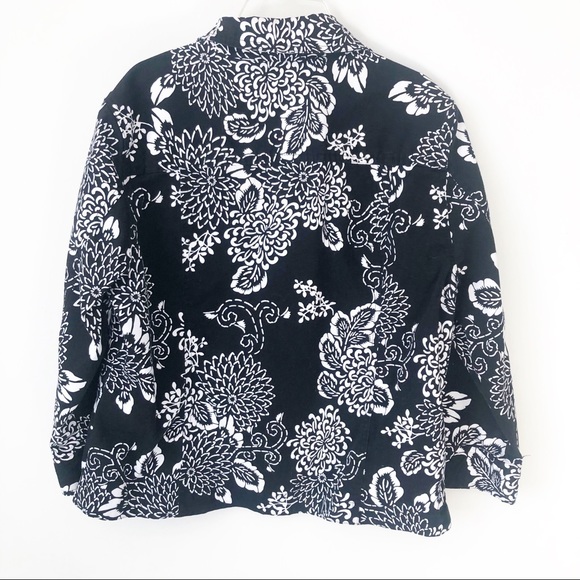 RUBY RD 🖤🤍🖤 black white FLORAL jacket SZ 14 - Picture 8 of 10